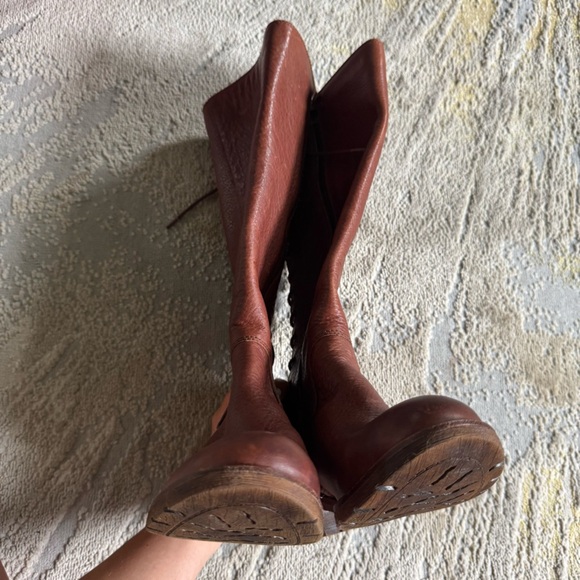 Sofft tall brown cognac leather Sharnell Heel boots lace tie back 8.5 - Picture 12 of 13